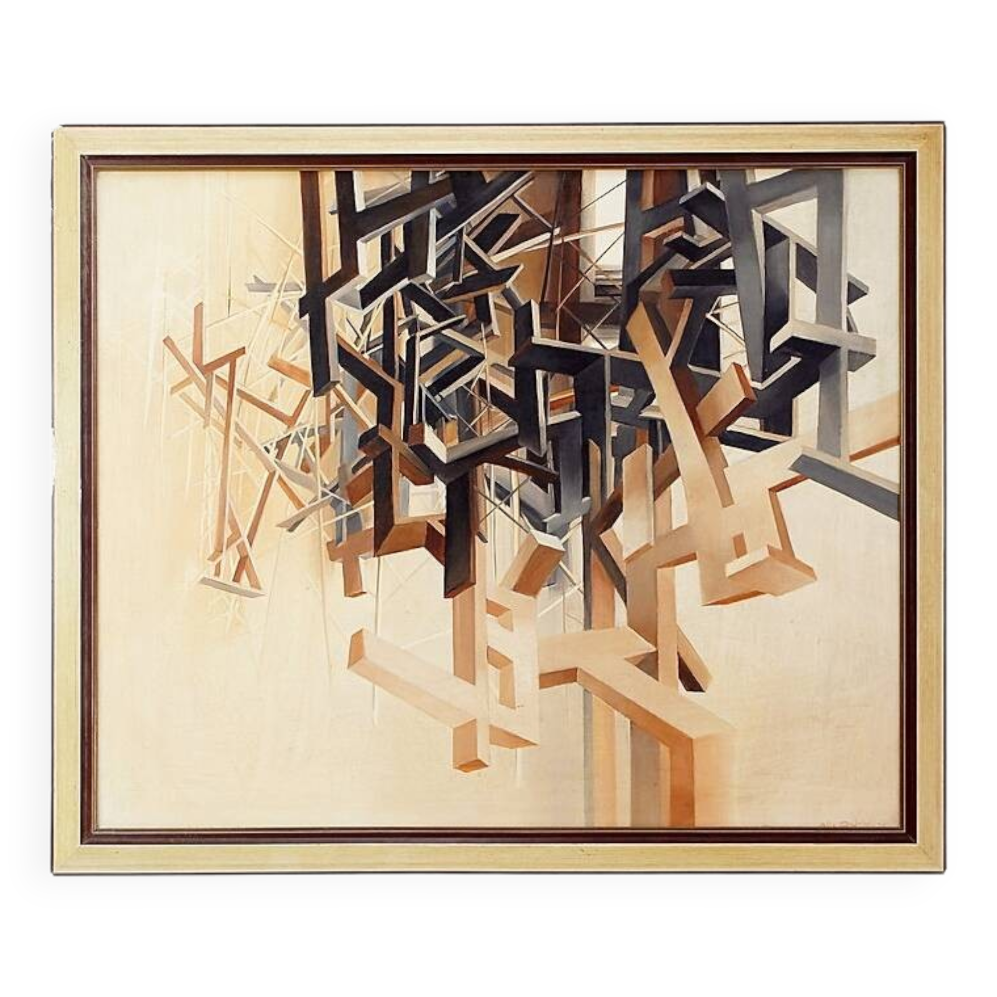 Alix Dufaux - Abstract Geometric painting 1967