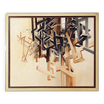Alix Dufaux - Abstract Geometric painting 1967