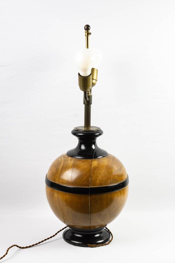 Turned wooden ball lamp base