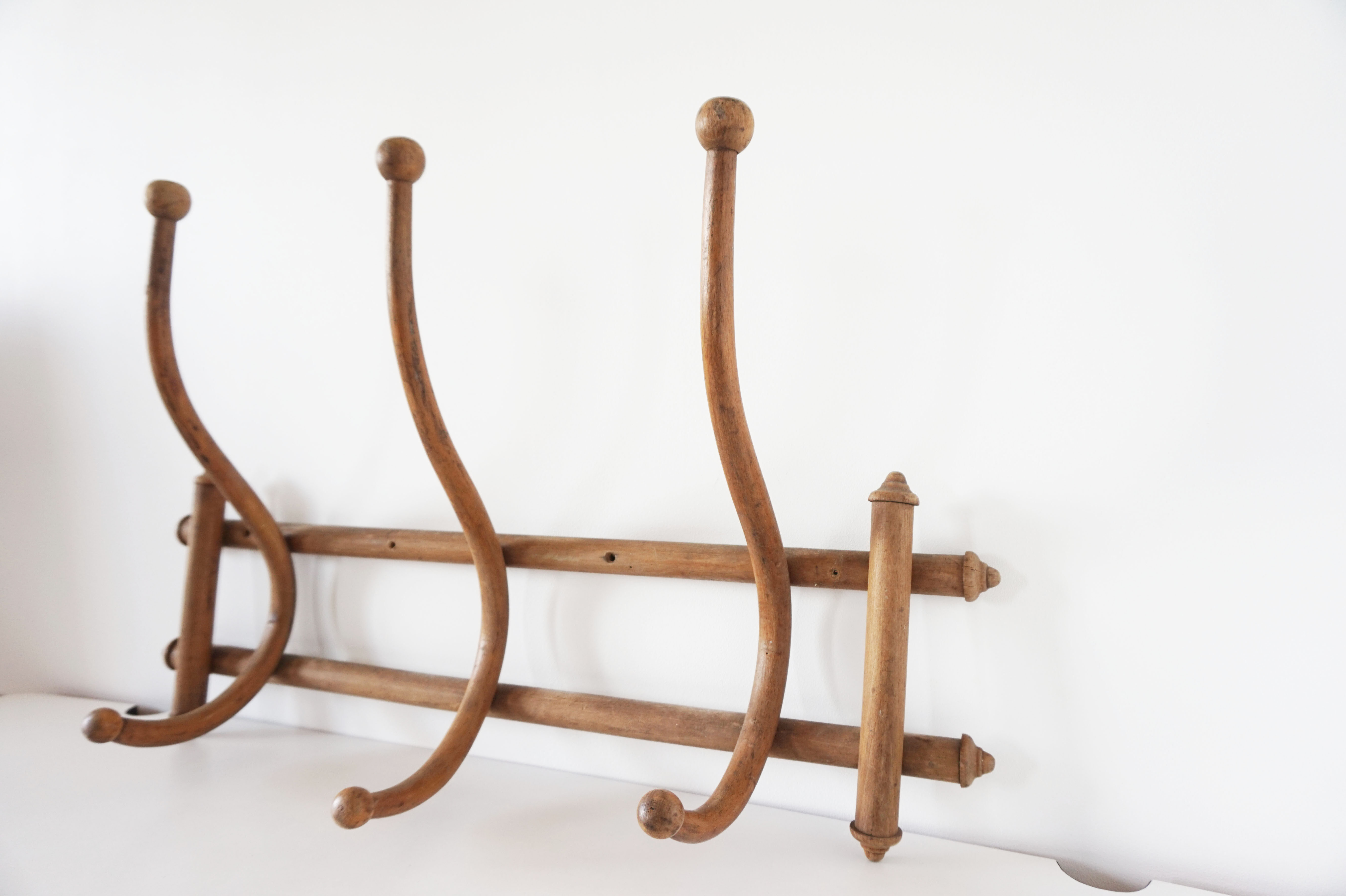 Old curved wooden coat rack