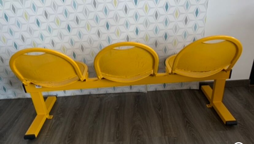 Yellow metal bench