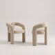 Set of 2 Designer Chairs, white fabric