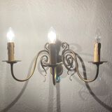 Dutch chandelier eight branch three solid bronze sconces