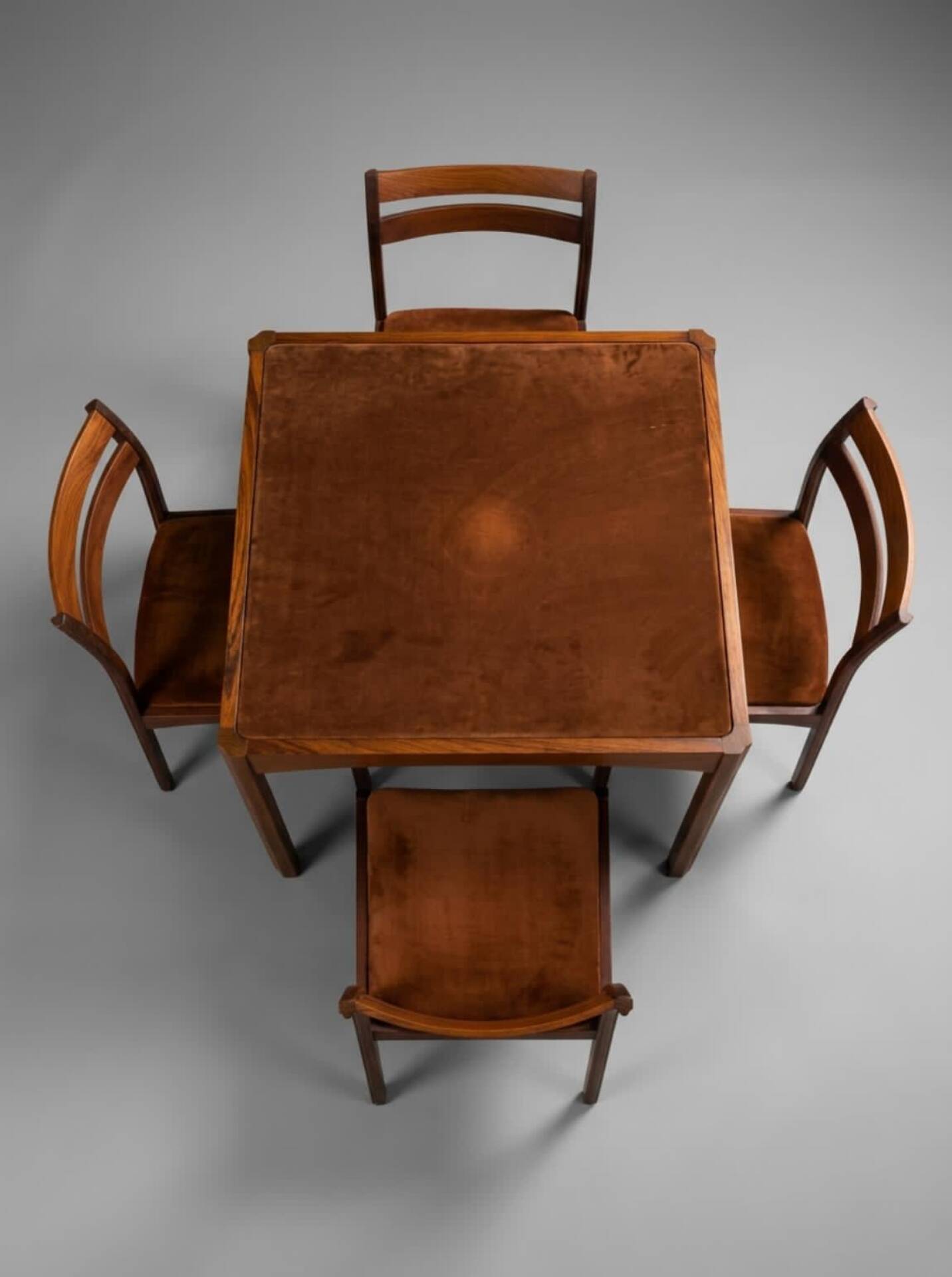 Cantú mobile table, vintage game table, dining table with 4 chairs, 50'