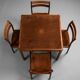 Cantú mobile table, vintage game table, dining table with 4 chairs, 50'