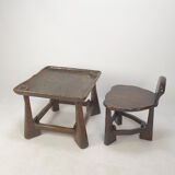 Ensemble de chaise et de table en bois du milieu du siècle, années 1950