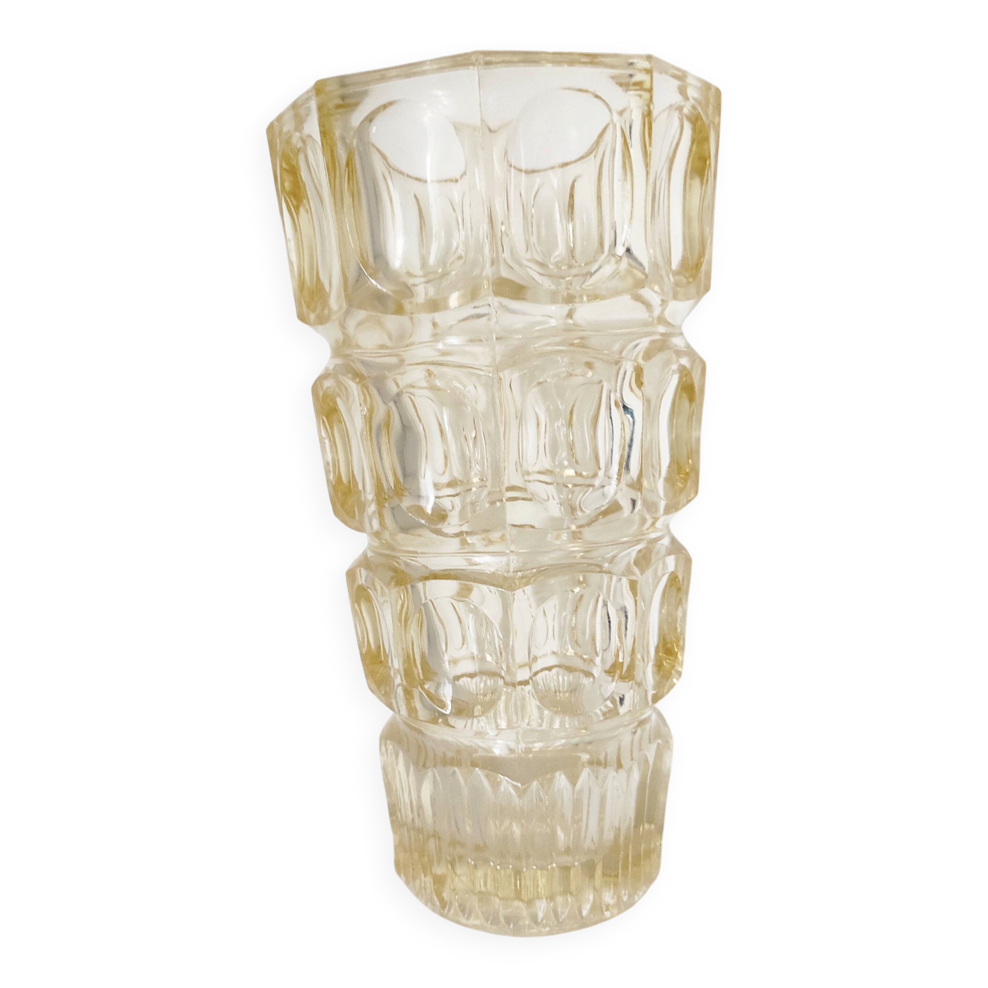 Yellow glass vase by Josef Hoffman for Moser
