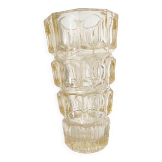 Yellow glass vase by Josef Hoffman for Moser