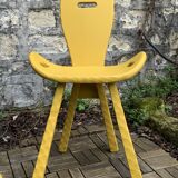 Chaises brutaliste ocre jaune 1960