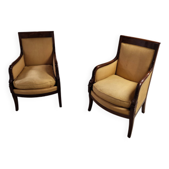 Paire de fauteuils, bergères en acajou, début XIXème