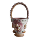 Cache pot kitch en forme de panier decore de coquillage