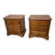 Pair of Louis Philippe style bedside tables in cherry wood.