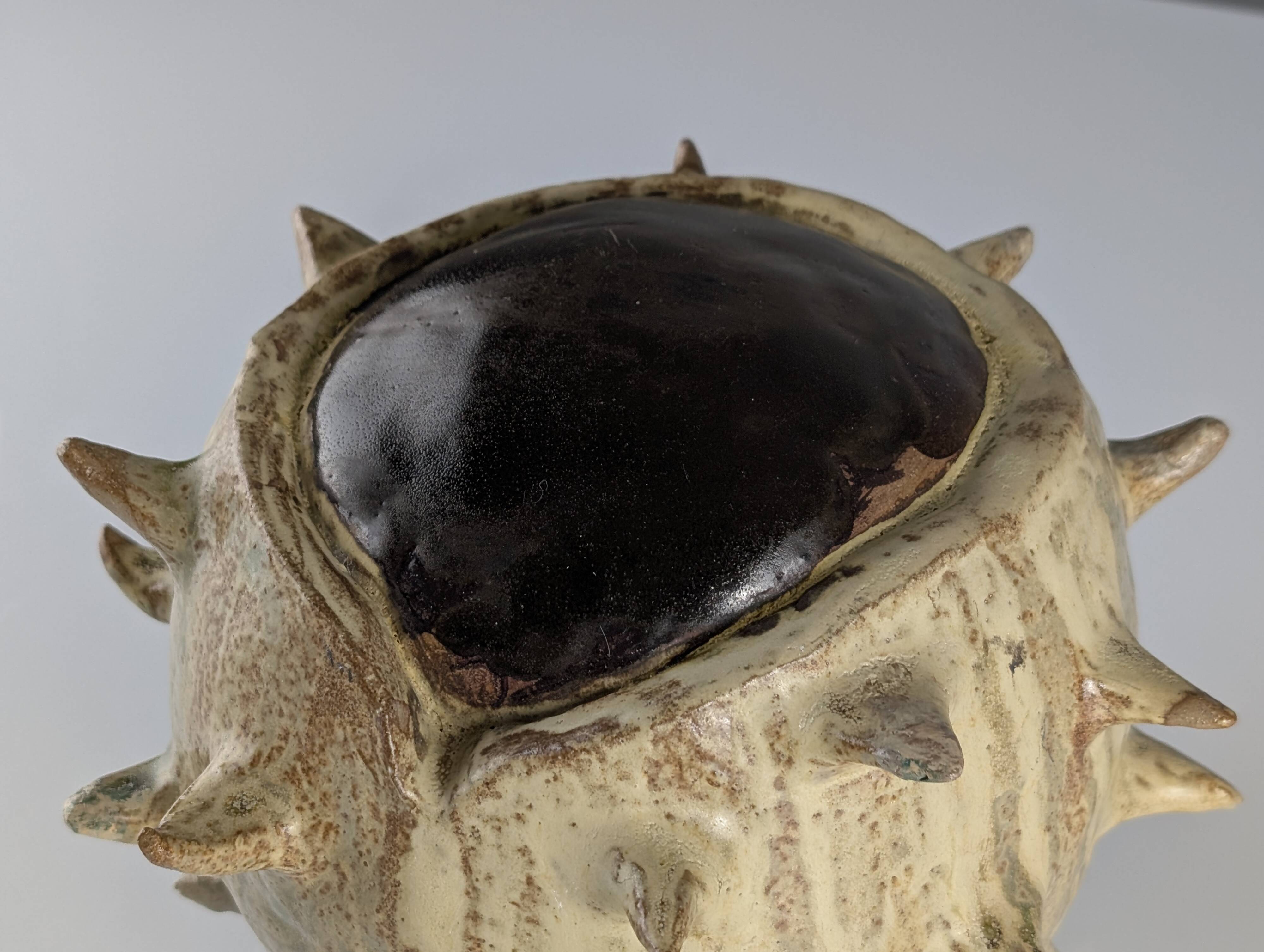 Large Organic Glazed Stoneware Chestnut Sculpture, 20th Century