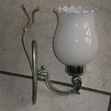 Pair of wall light chrome metal and opaline