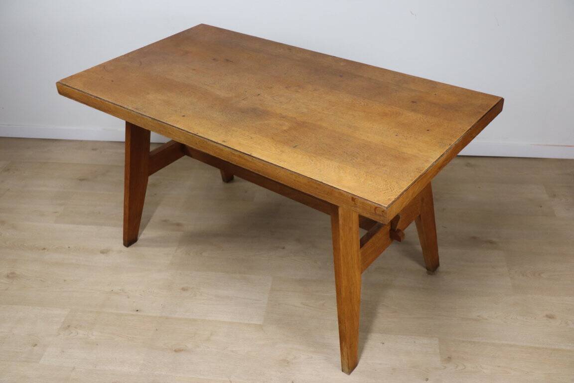 Oak dining table by René Gabriel, 1950