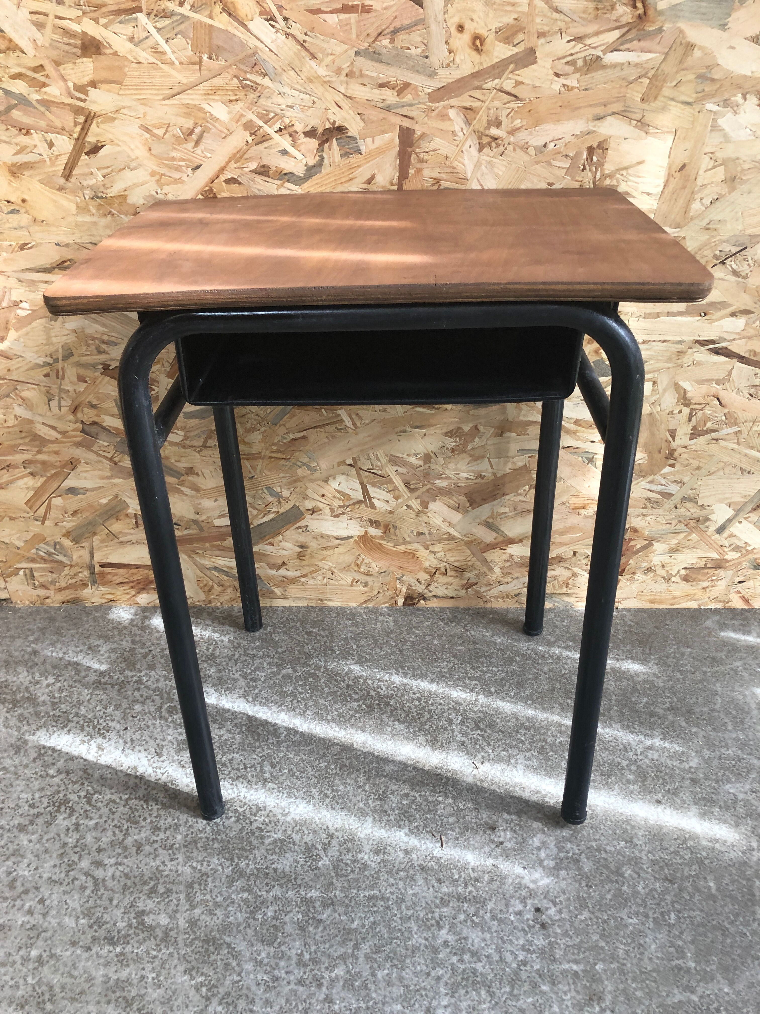 Old desk single desk child metal box + vintage wood tray #6