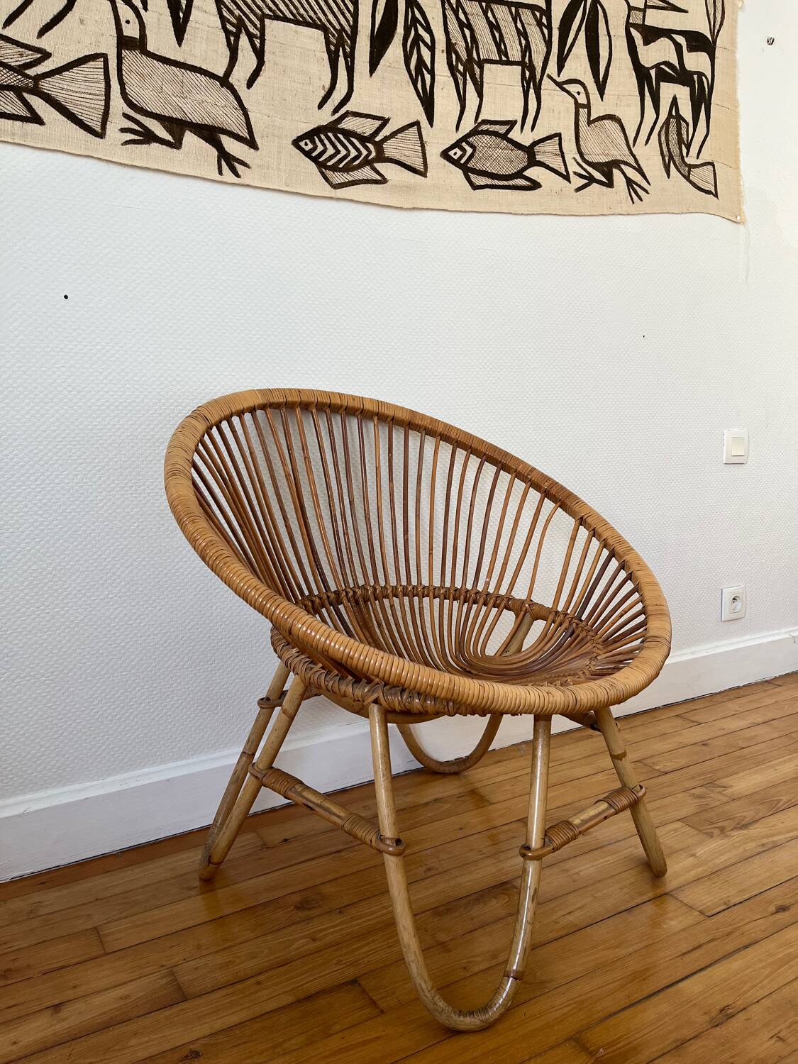 Vintage rattan basket chair