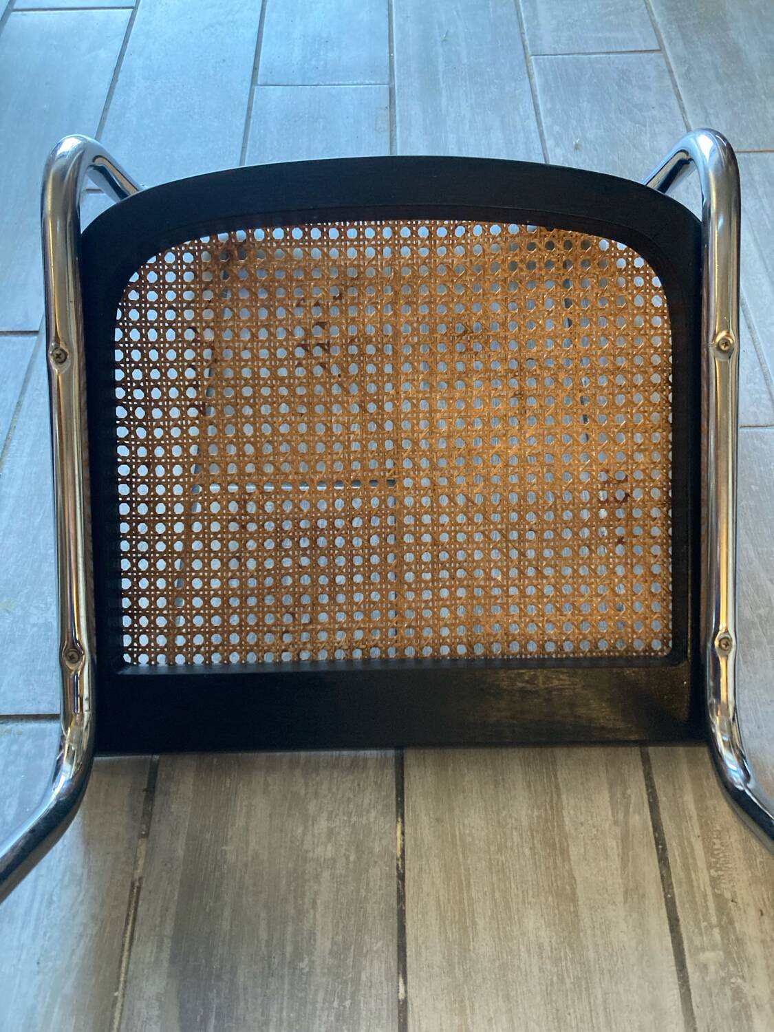 Pair of vintage B32 chairs – caning and chrome