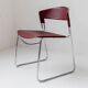 Chaise de salle à manger vintage des années 1980 par Paolo Favaretto pour Assisa, empilable, design Italie 1986 - chrome et plastique rouge - classique du design