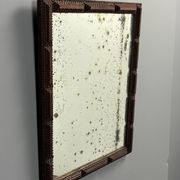 Antique tramp art folk art distressed mirror, Belgium ca 1900s