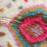 Moroccan Berber carpet azilal ecru with multicolored patterns 235x162cm