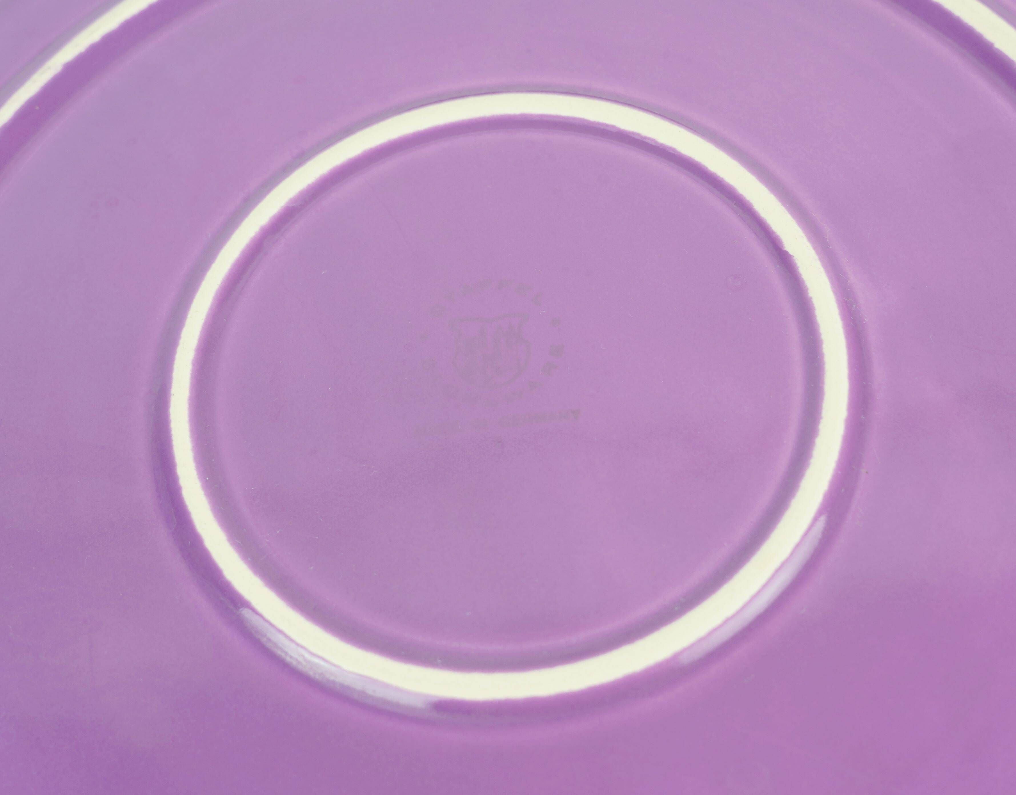 1970s CAKE PLATE staffel-keramik purple glaze with flower decor