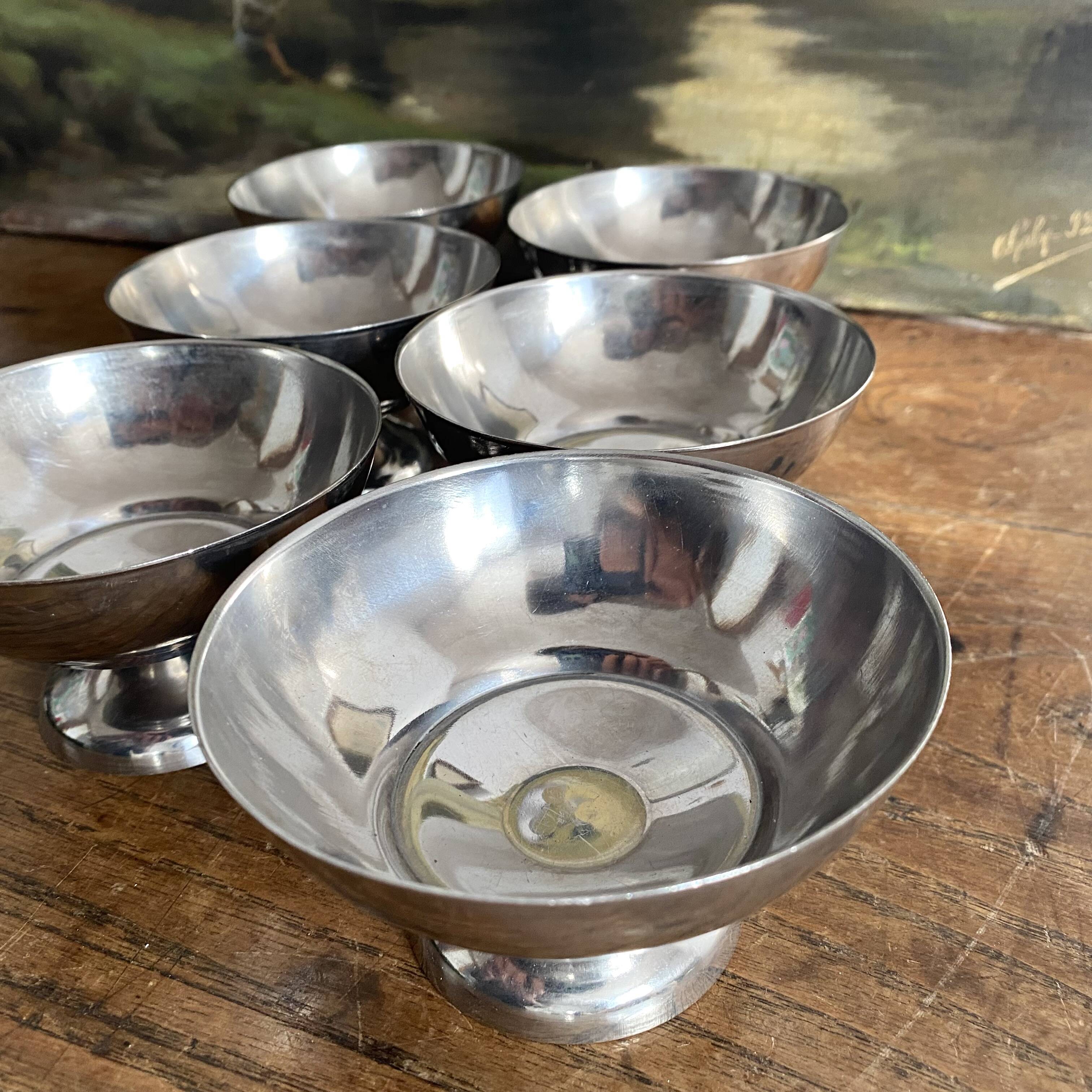 Vintage stainless steel cups from France