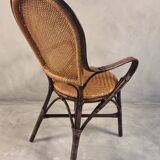 Fauteuil de salle à manger vintage en rotin hollandais