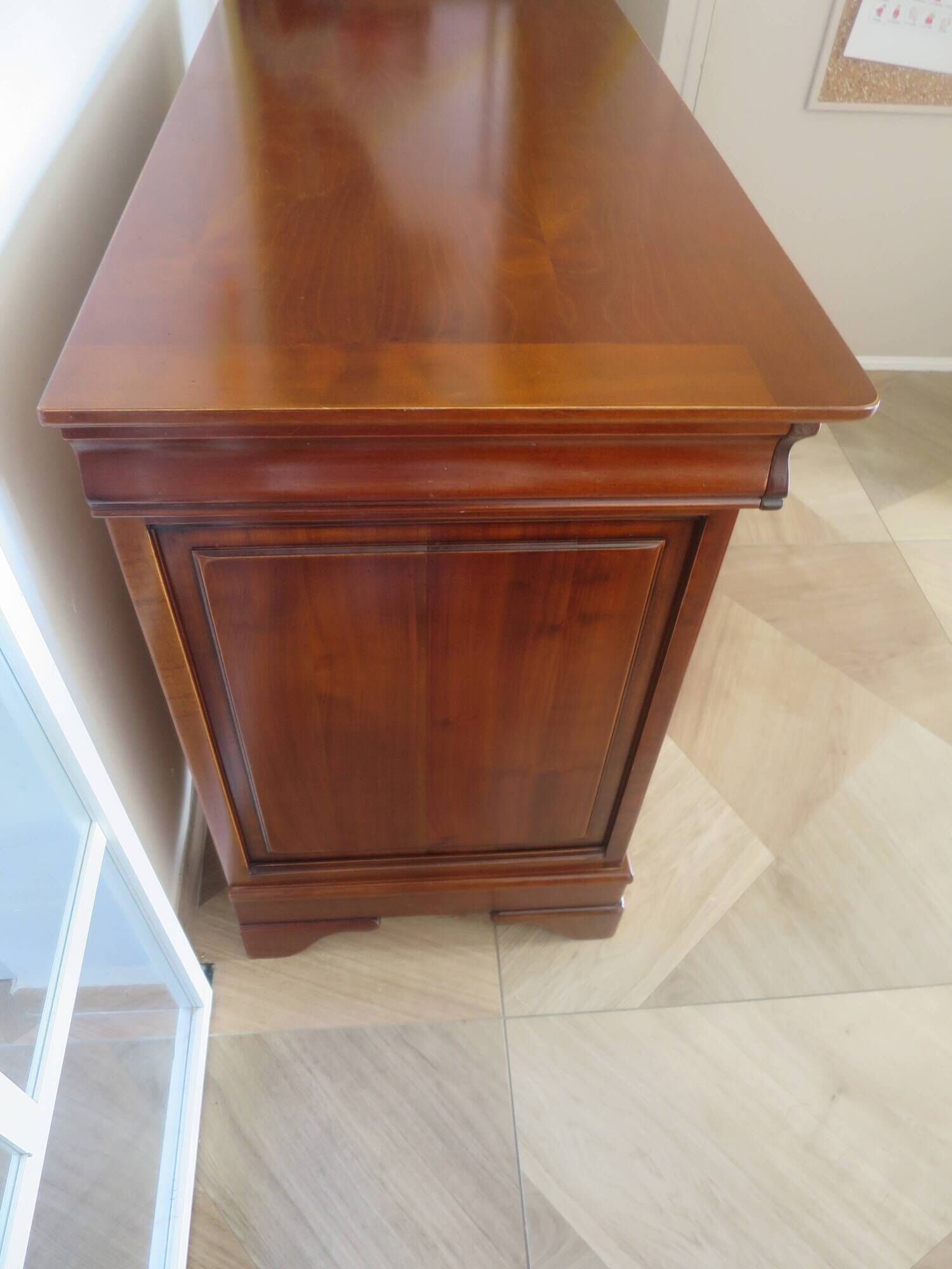large curved chest of drawers - solid wood - cherry - 4 drawers - Louis Philippe