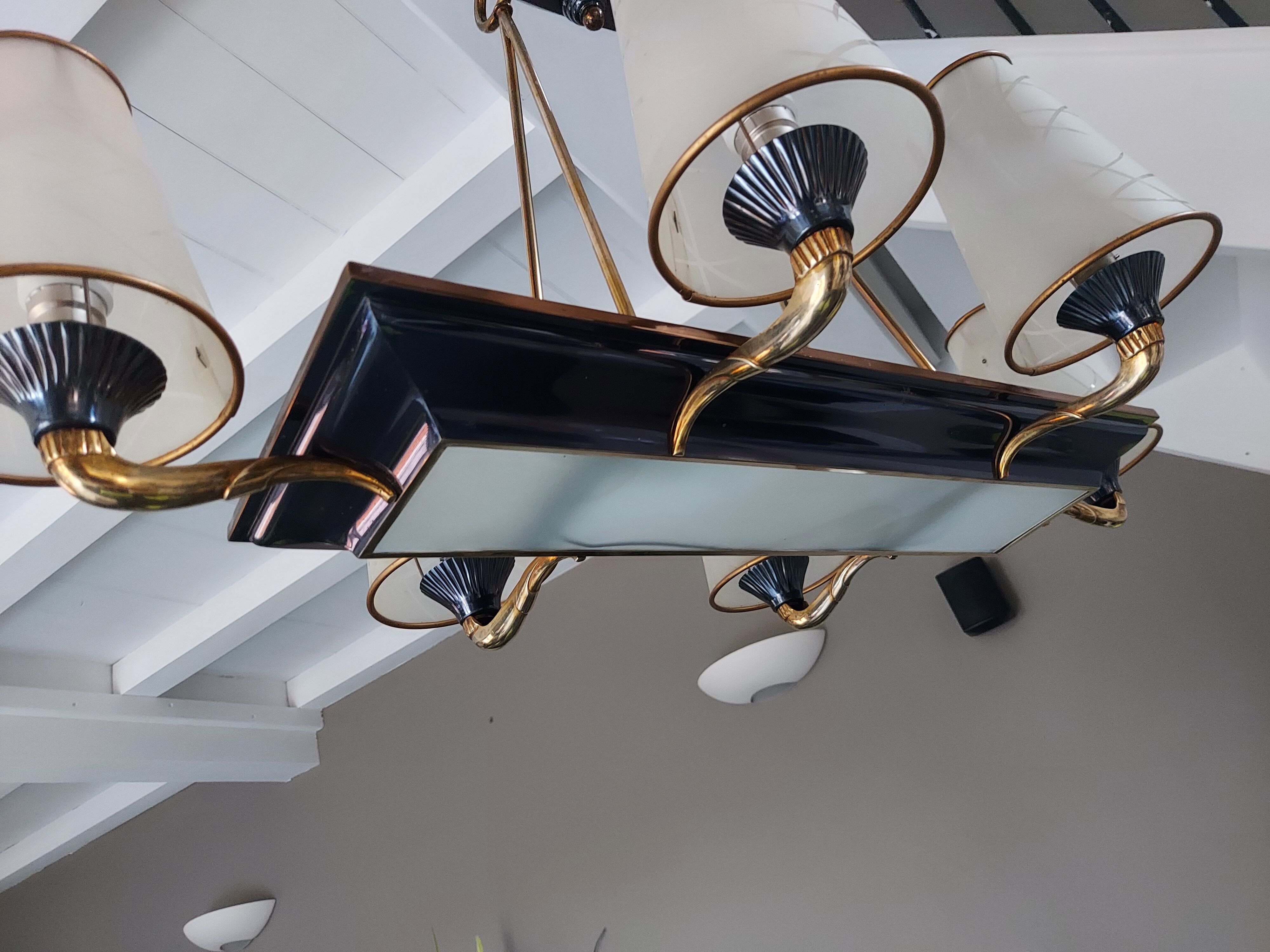 Vintage chandelier art deco 8 fires 1950