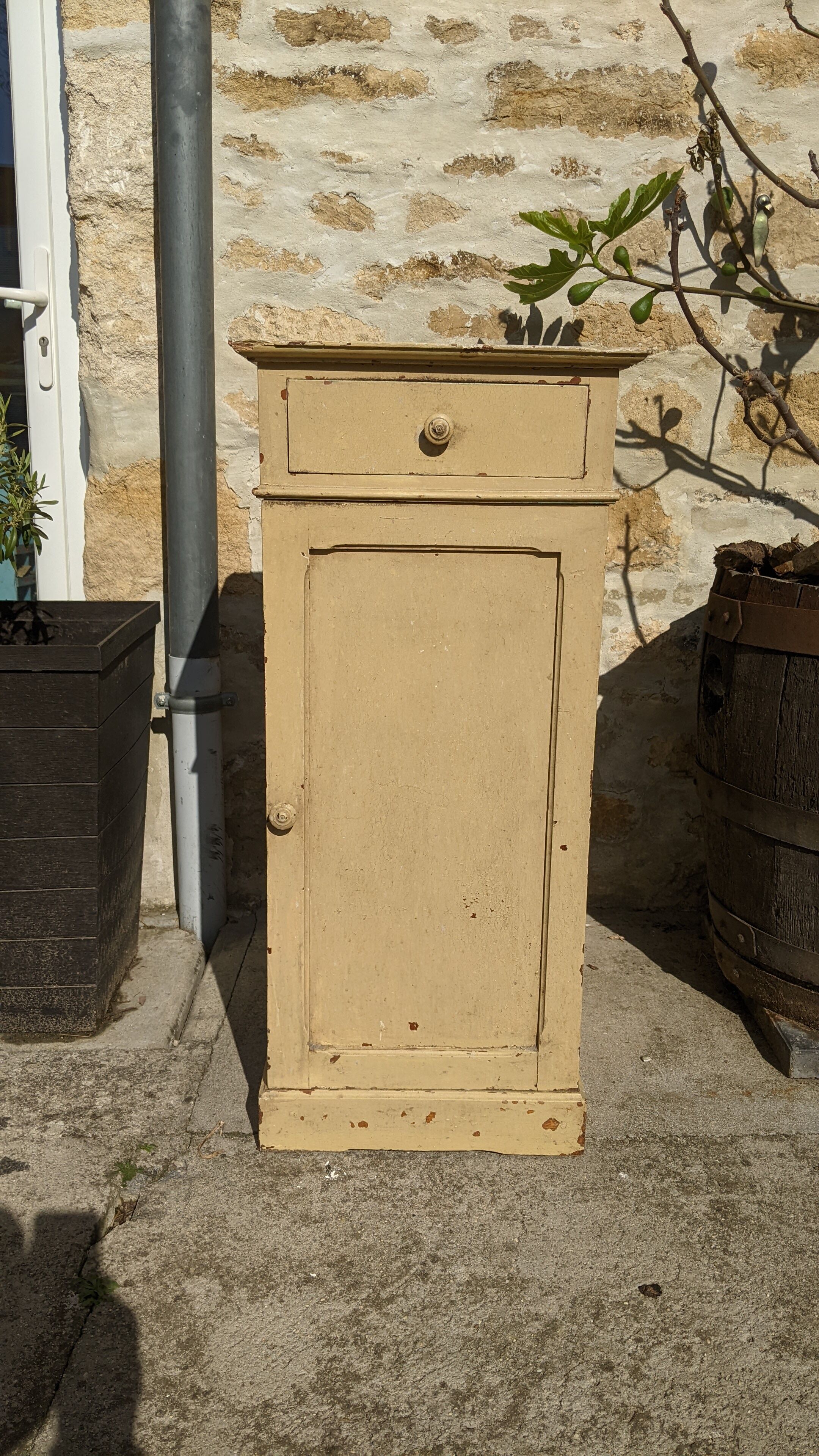 Old wooden bedside yellow patina circa 1900