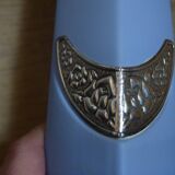 Soliflore bleu pâle en verre et plaque argent