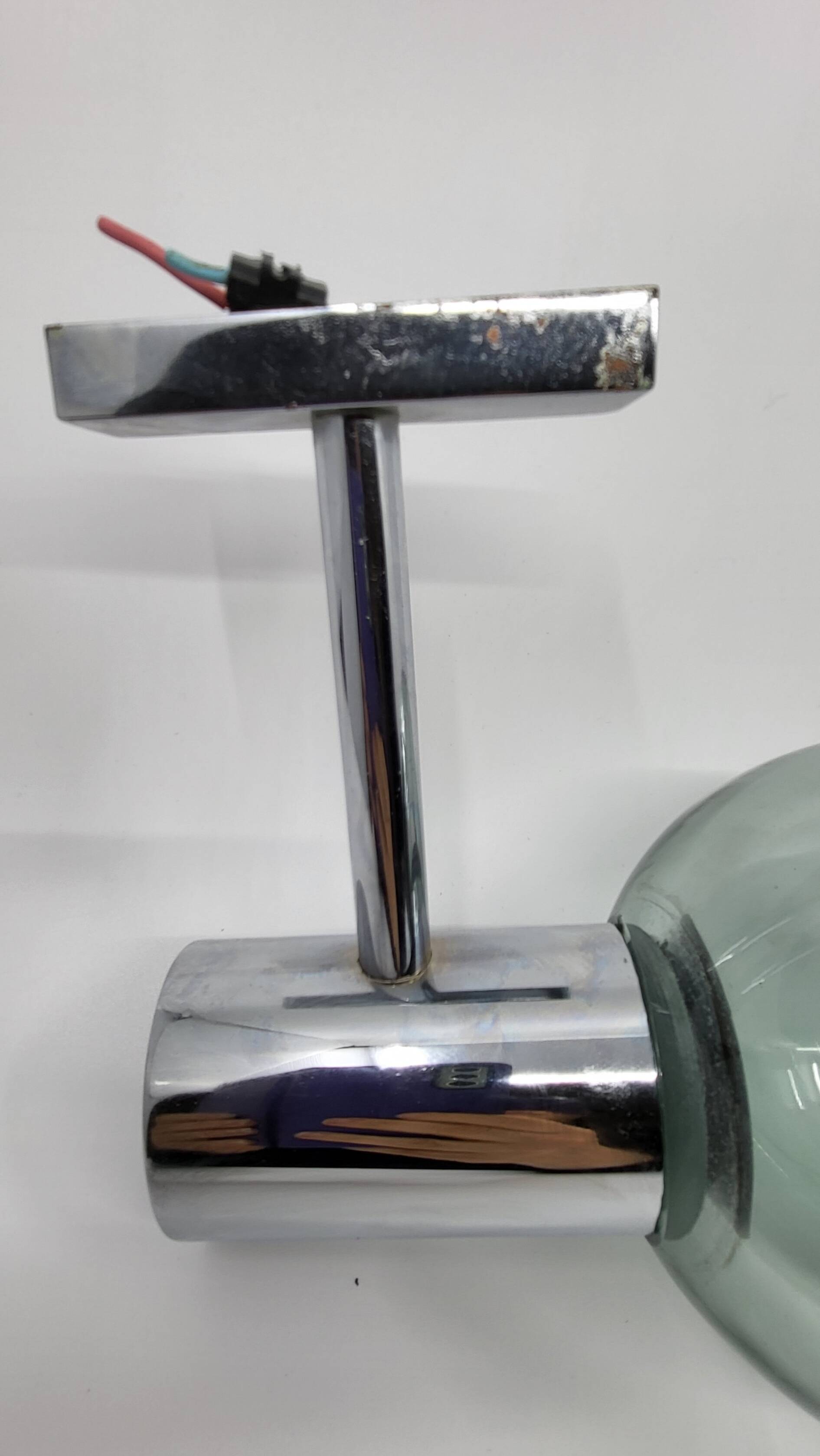 Glass and chrome wall lamp Eye Ball design Space Age Italy 1970