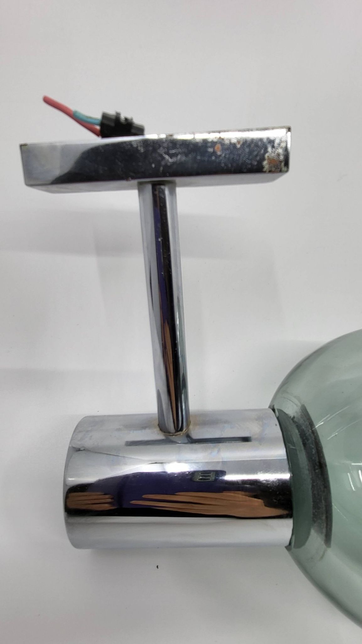Glass and chrome wall lamp Eye Ball design Space Age Italy 1970