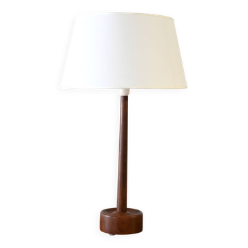 Lampe de table danoise en teck tourné des années 1950/60