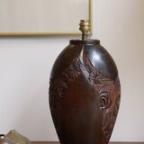 Art Deco carved wooden lamp base