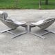 Pair of vintage grey leather armchairs by Ake Fribytter 1970