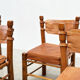 Ensemble de six chaises de salle à manger en cuir brutalistes