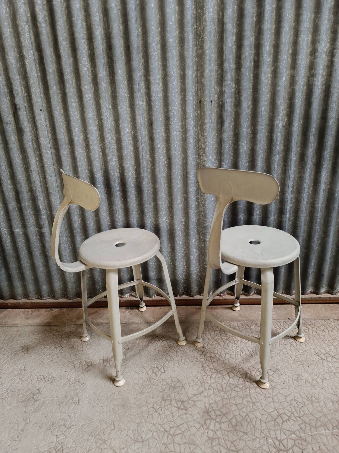 Pair of Nicole Vintage high chairs - Workshop stool