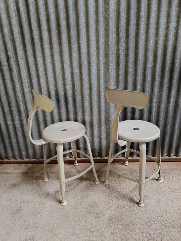 Paire chaises hautes Nicole Vintage - Tabouret d'atelier