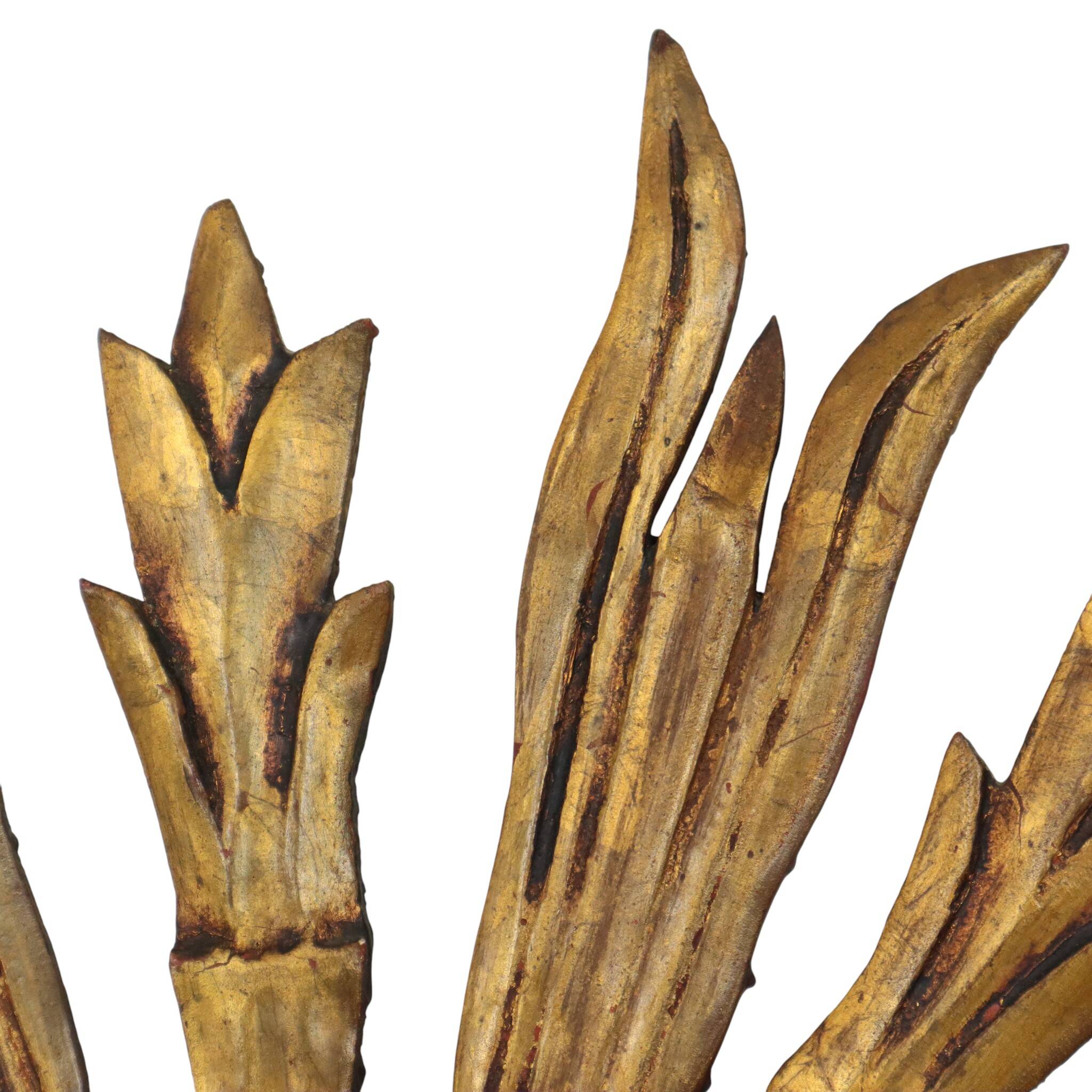 Old Wooden Sun Mirror Sunburst Mirror Gold Fifties 70cm