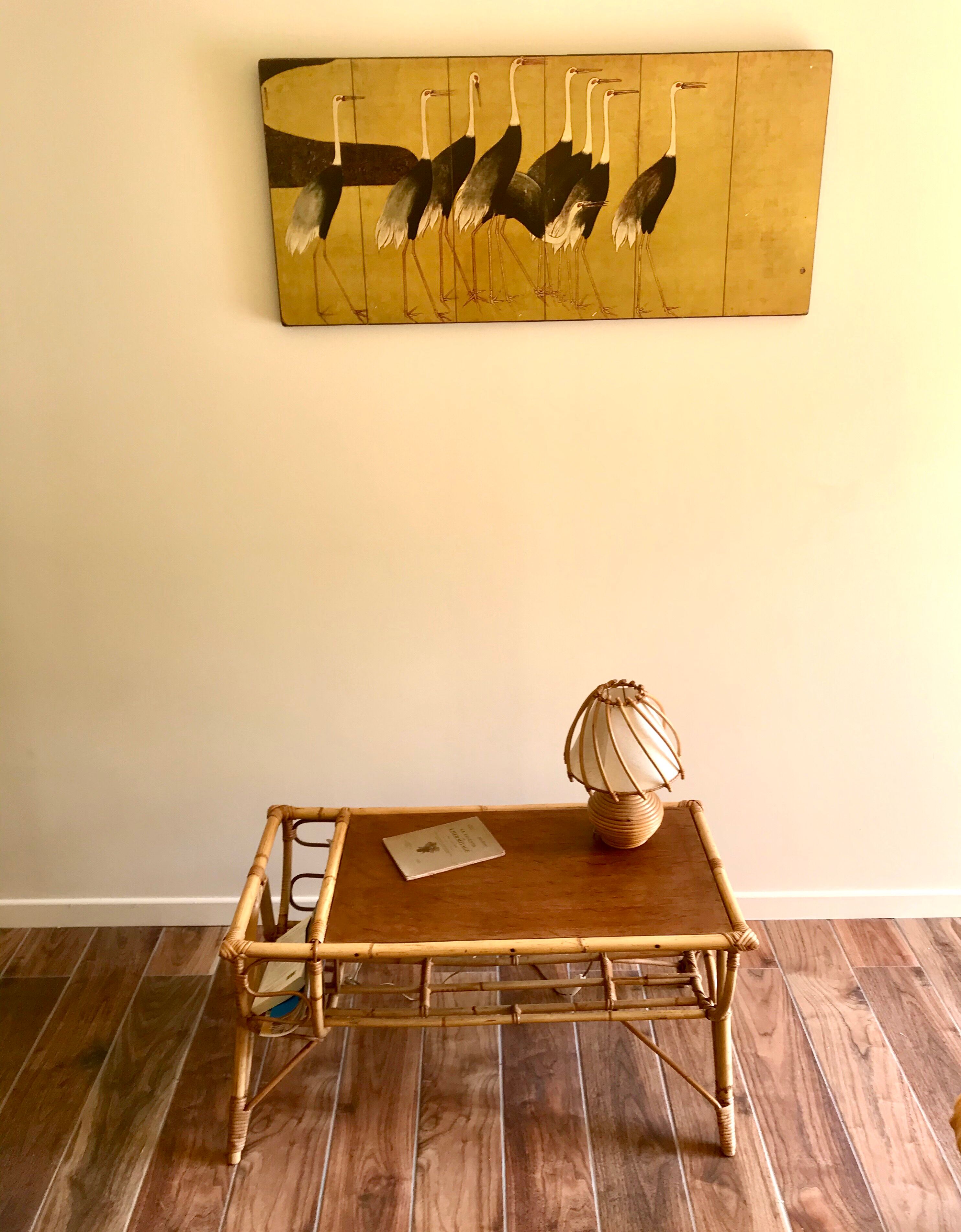 60s rattan coffee table