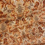 Set of 2 vintage armchairs in floral fabric with fringes from the 60s 70s