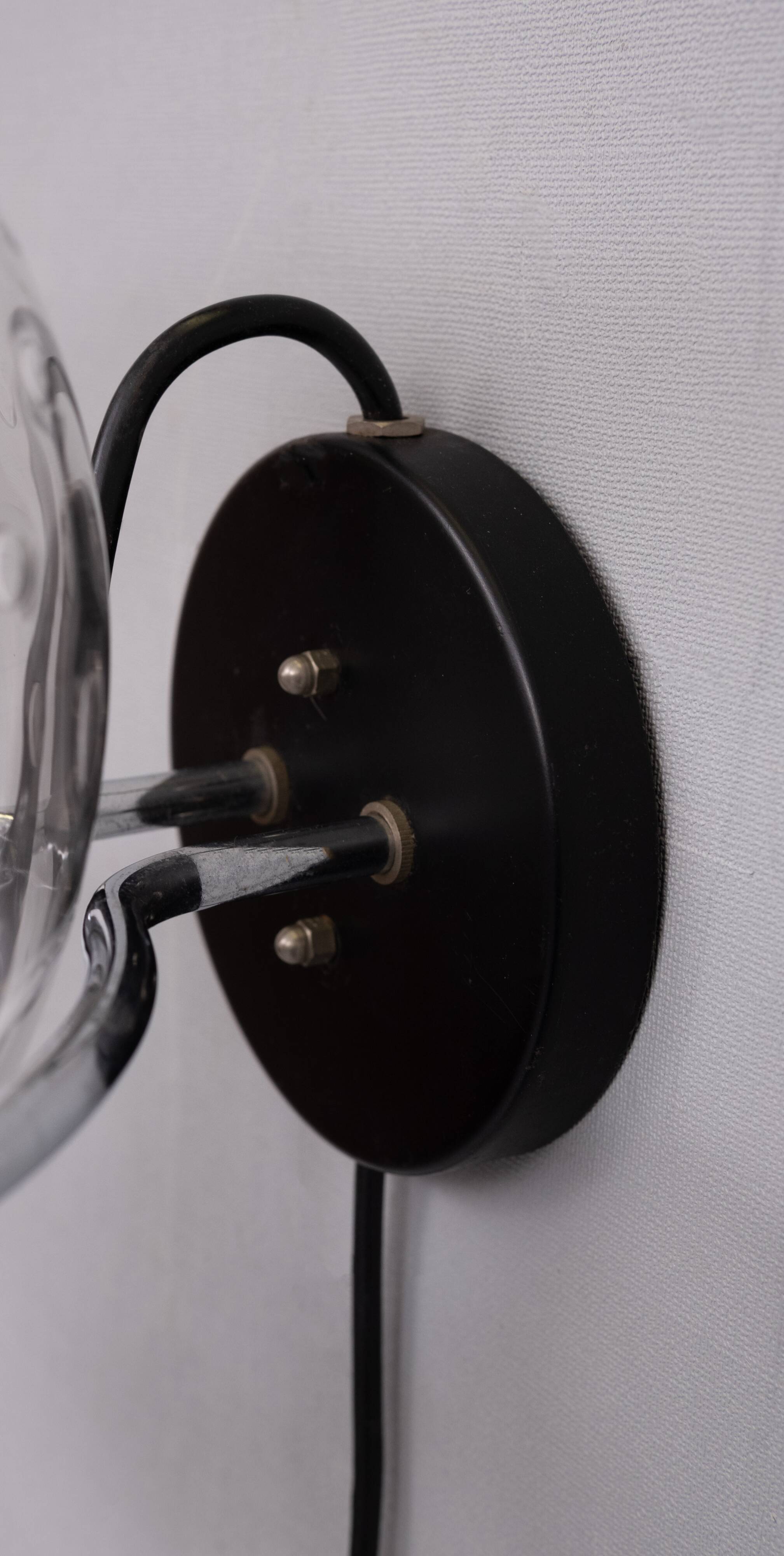 set Basket-Globe wall lamps with raindrop glass bowl by Raak, 1970s