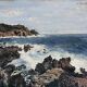 Tableau HSP "Bord de mer Côte d'Azur" Marine signée vers 1950