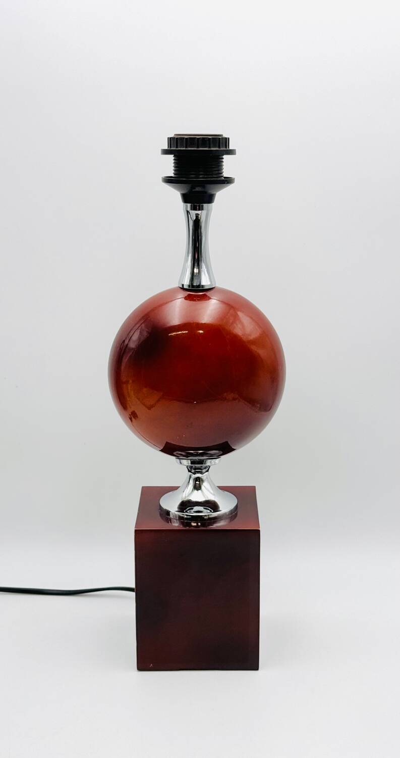 Lacquered metal table lamp Design by Philippe Barbier Vintage 1970
