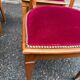 Set of 4 Art Deco Directoire chairs in solid wood and red velvet, 1960.