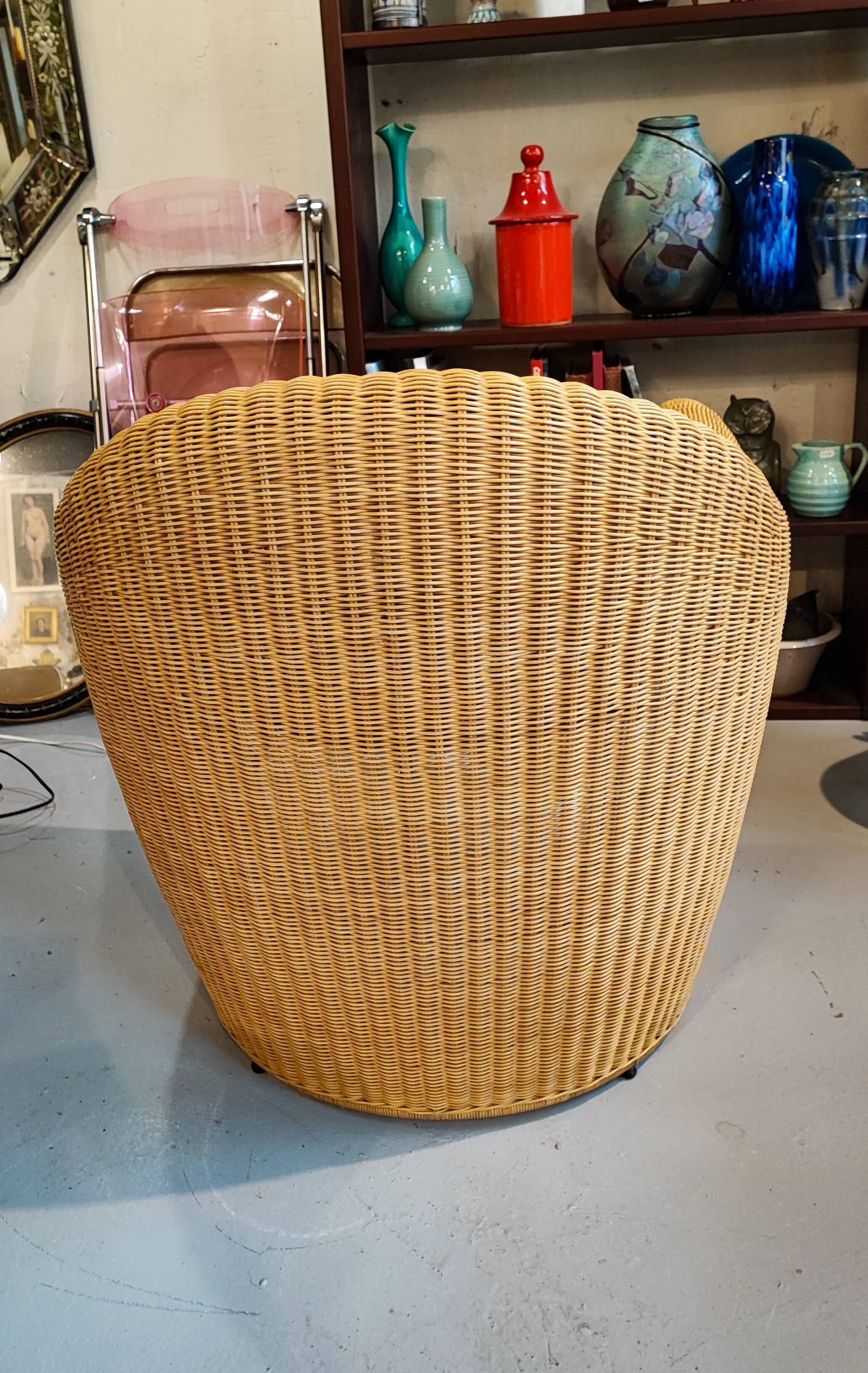 Vintage Driade King Tubby Rattan Armchairs by Miki Astori