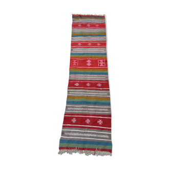 Tapis kilim couloir multicolores en pure laine 54X220cm