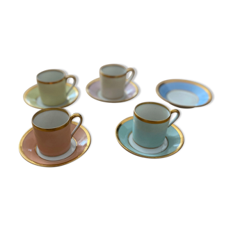 Set of four coffee cups and five porcelain cups of limoges around 1900